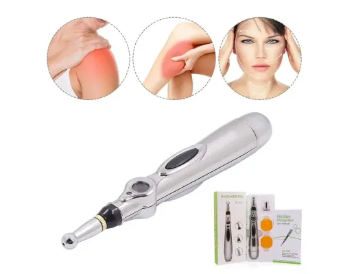 Масажер для тіла електричний ручний (масажна ручка) 3в1 Massager Pen W-912 на батарейках Сріблястий