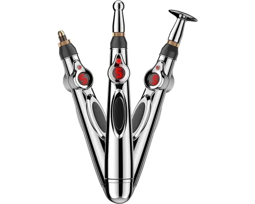 Масажер для тіла електричний ручний (масажна ручка) 3в1 Massager Pen W-912 на батарейках Сріблястий