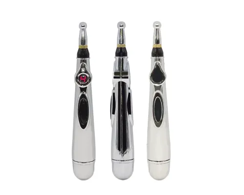 Масажер для тіла електричний ручний (масажна ручка) 3в1 Massager Pen W-912 на батарейках Сріблястий
