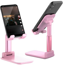 Настільна підставка тримач для телефона планшета Folding desktop phone stand Рожева