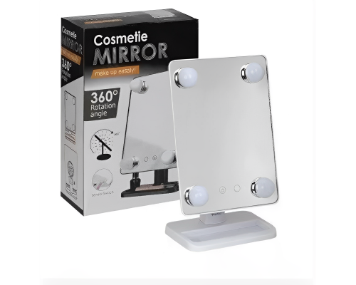 Компактне дзеркало з підсвіткою для макіяжу MCH Cosmetie Mirror 360 Rotation Angel з LED-підсвіткою для дому