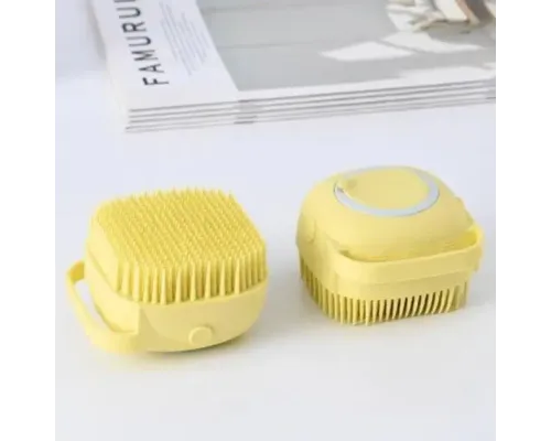 Силіконова масажна щітка мочалка YELLOW Silicone Massage Bath ⁇ Мочалка для купання ⁇ Щітка для тварин