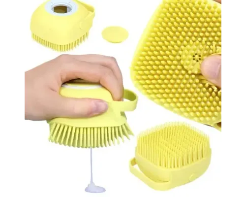Силіконова масажна щітка мочалка YELLOW Silicone Massage Bath ⁇ Мочалка для купання ⁇ Щітка для тварин