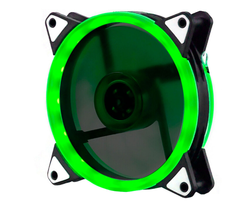 Кулер корпусний 12025 DC sleeve fan 4pin - 120*120*25мм, 12V, 1100об/хв, Green, двосторонній