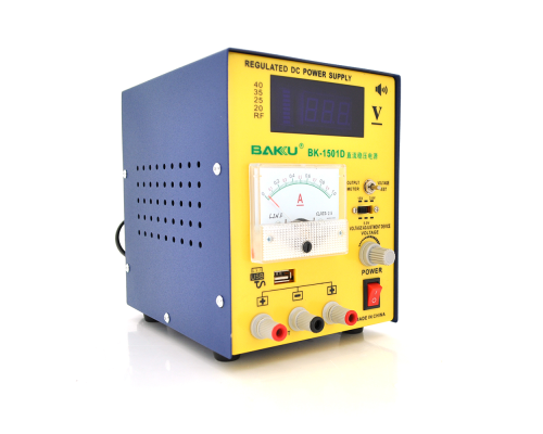 Блок живлення з цифровою індикацією BAKKU BK 1501D (15 вольт 1 ампер, захист від кз) Блок живлення з цифровою індикацією BAKKU BK 1501D (15 вольт 1 ампер, захист від кз)