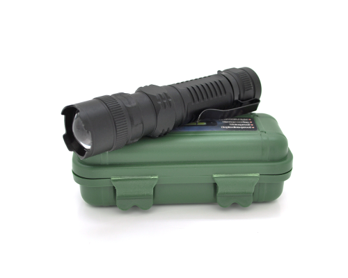 Ліхтарик ручний POWERMASTER MX-511, 1LED CREE Q5, 3W, 3 режими, ZOOM, вбудований аккум, Black, IP40, 126х24х24мм, USB, BOX