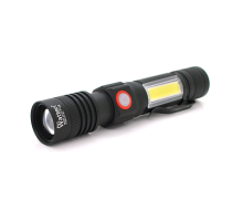 Ліхтар ручний Watton WT-601, P50 + 16 SMD COB, 2+2 режими, ZOOM, 18650/2400mah, Black, IP40, USB Type-C, МАГНІТ, 138х28х26мм, BOX