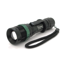 Ліхтар ручний Watton WT-037, 1LED Cree Q5, 3W, 3 режими, ZOOM, 18650/2800mah (перехідник 3*AAA), Black, IP44, СЗУ, 132х34х28мм, BOX