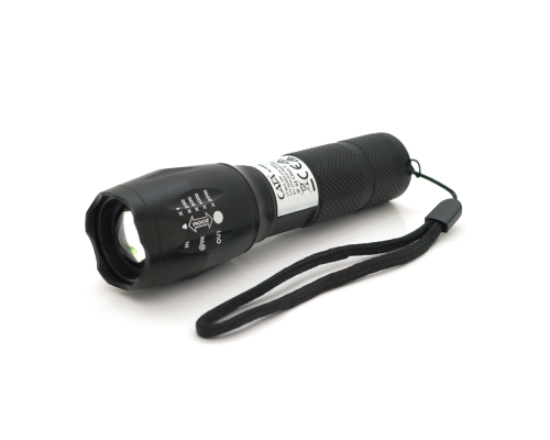 Ліхтар ручний CATA CT-8025, 1LED Cree XM-L T6, 10W, 5 режимів, ZOOM, 18650/3400 вбудований, Black, IP44, microUSB, 132х33х27мм, BOX