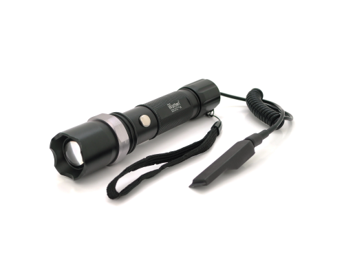 Ліхтар підстовбурний Watton WT-040, 1LED CREE Q5, 3W, 3 режими, кабель з кнопкою, ZOOM,18650 /ААА/6800mah, Black, IP40, СЗУ+АЗУ, 160х40х30мм, BOX