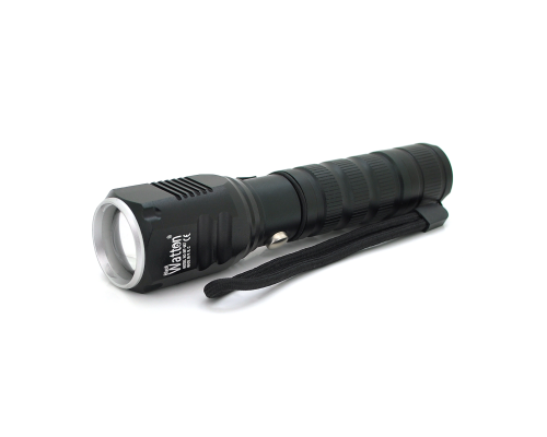 Ліхтар ручний Watton WT-087, 1LED Cree T6, 10W, 5 режимів, 18650/2800mah (перехідник 3*AAA), Black, IP44, СЗУ + АЗУ, 120х33х33мм, BOX