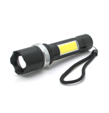 Ліхтарик ручний LATERNA M919, COB+ 3W XPE led, Zoom, 2+1 режим, корпус метал, вбудований аккум, USB кабель, IP40, 140х33х26, Box
