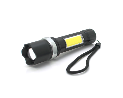 Ліхтарик ручний LATERNA M919, COB+ 3W XPE led, Zoom, 2+1 режим, корпус метал, вбудований аккум, USB кабель, IP40, 140х33х26, Box