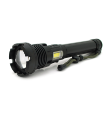 Ліхтар ручний Voltronic XHP90, 1LED XHP90, 45W, бічний світлодіод, 7 режими, ZOOM, 2х18650/6200mah, Black, IP40, кабель USB-Type-С, 260х60х35мм, BOX