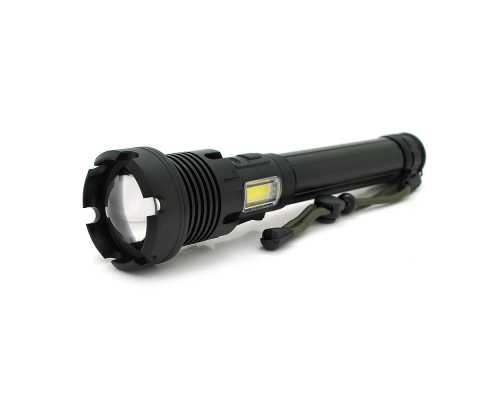Ліхтар ручний Voltronic XHP90, 1LED XHP90, 45W, бічний світлодіод, 7 режими, ZOOM, 2х18650/6200mah, Black, IP40, кабель USB-Type-С, 260х60х35мм, BOX