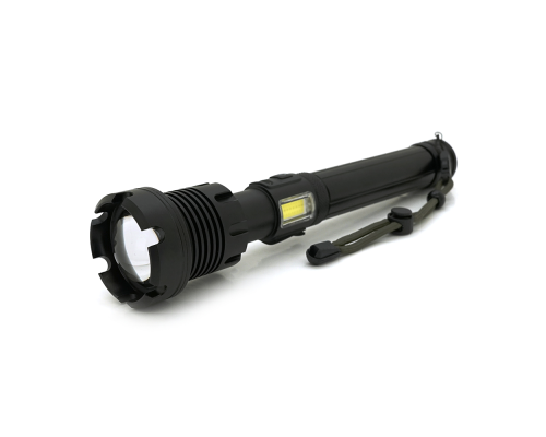 Ліхтар ручний Voltronic XHP90.2, 1LED XHP110, 72W, бічний світлодіод, 7 режими, ZOOM, 2х18650/без Акб, Black, IP40, кабель USB-micro, 260х60х35мм, BOX