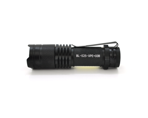 Ліхтарик ручний Bailong BL-525-XPE-COB, Led-CREE Q5 + COB, 3 режими, Zoom, корпус-алюміній, водостійкий, вбудований акум, 100х24х24, BOX