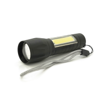Ліхтарик 511COB, 3WLED+COB, CREE Q5, Zoom, 3 режима, алюміній, вбудований акум, USB кабель, 98х24х20, Box