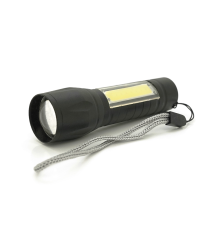 Ліхтарик 511COB, 3WLED+COB, CREE Q5, Zoom, 3 режима, алюміній, вбудований акум, USB кабель, 98х24х20, Box