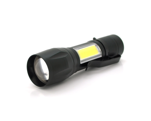 Ліхтарик ручний GOLD ORION YT29204, 3WLED+COB, CREE Q5, Zoom, 3 режими, алюміній, вбудований акум, USB кабель, IP44, 98х24х20, Box