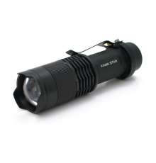 Ліхтар ручний KAMASTAR KM-82, 1LED CREE Q5, 3W, 3 режими, ZOOM, АА/1300mah, Black, IP40, СЗУ, 82х26х26мм, BOX