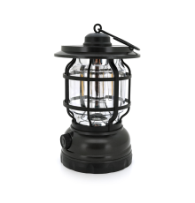 Лампа-ліхтар SW-1933T, 3LED, диммер, корпус-пластик, ударостійкий, USB кабель + Solar, акум 18650, Black, BOX
