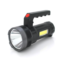 Ліхтар пошуковий USHL-828, 1LED T6+COB, 3W, 3+1 режими, 1200mah, Black, IP40, USB кабель+Solar, 150х60х90мм, BOX