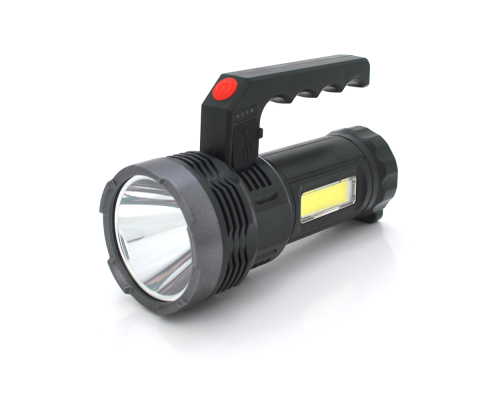 Ліхтар пошуковий USHL-828, 1LED T6+COB, 3W, 3+1 режими, 1200mah, Black, IP40, USB кабель+Solar, 150х60х90мм, BOX