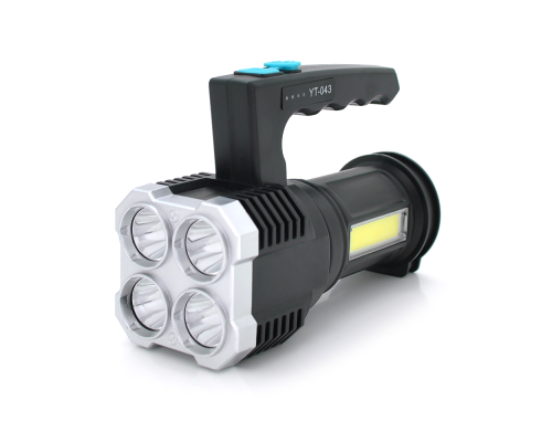 Ліхтар пошуковий Portable Lamp YT-81043, 4LED T6+COB, 5W, 3+1 режим, 1200mah, Black, IP40, USB кабель, 140х70х90мм, BOX Ліхтар пошуковий Portable Lamp YT-81043, 4LED T6+COB, 5W, 3+1 режим, 1200mah, Black, IP40, USB кабель, 140х70х90мм, BOX