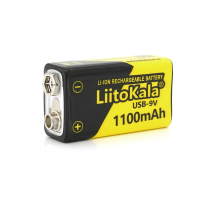 Акумулятор LiitoKala 9V/1100mAh, крона, USB вихід, NiMH Rechargeable Battery, 4 штуки в блістері ціна за штуку