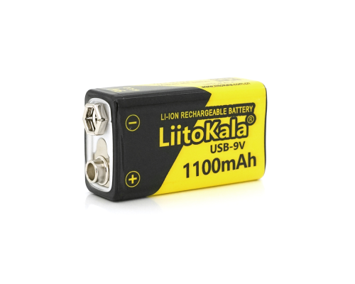 Акумулятор LiitoKala 9V/1100mAh, крона, USB вихід, NiMH Rechargeable Battery, 4 штуки в блістері ціна за штуку