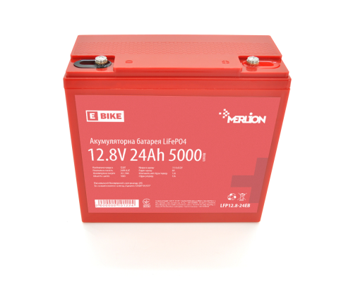 Літій-залізо-фосфатний акумулятор Merlion LiFePO4 12.8V 24AH (166x77x167) для електротранспорту, 5000 циклів, Q6 Літій-залізо-фосфатний акумулятор Merlion LiFePO4 12.8V 24AH (166x77x167) для електротранспорту, 5000 циклів, Q6