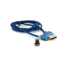 Магнітний кабель Ninja USB 2.0/Lighting, 1m, 2А, індикатор заряду, тканинне обплетення, броньований, знімач, Blue, Blister-Box