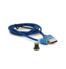 Магнітний кабель Ninja USB 2.0/Lighting, 1m, 2А, індикатор заряду, тканинне обплетення, броньований, знімач, Blue, Blister-Box