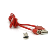 Магнітний кабель PiPo USB 2.0 / Micro, 1m, 2А, тканинна оплетка, броньований, знімач, Red, BOX