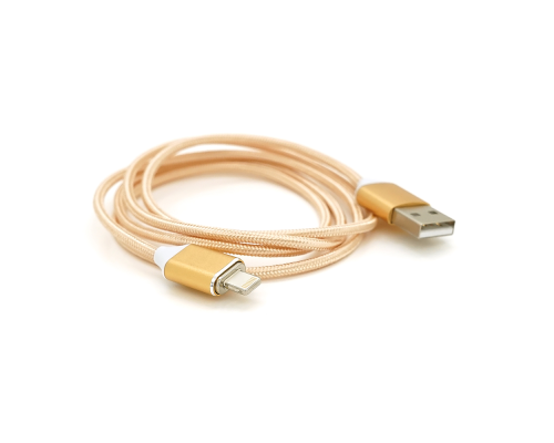 Магнітний кабель USB 2.0/Micro, 1m, 2А, індикатор заряду, тканинне обплетення, знімач, Gold, Blister ( під наконечник 8751 )