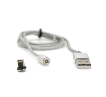 Магнітний кабель Ninja USB 2.0 / Lighting, 1m, 2А, індикатор заряду, тканинна оплетка, броньований, знімач, Silver, Blister-Box