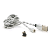 Магнітний кабель PiPo USB 2.0 /Lighting, 2m, 2А, тканинна оплетка, броньований, знімач, Silver, BOX