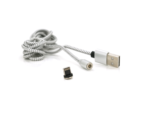 Магнітний кабель PiPo USB 2.0 /Lighting, 2m, 2А, тканинна оплетка, броньований, знімач, Silver, BOX Магнітний кабель PiPo USB 2.0 /Lighting, 2m, 2А, тканинна оплетка, броньований, знімач, Silver, BOX