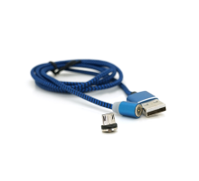 Магнітний кабель Ninja USB 2.0/Micro, 1m, 2А, індикатор заряду, тканинне обплетення, броньований, знімач, Blue, Blister-Box