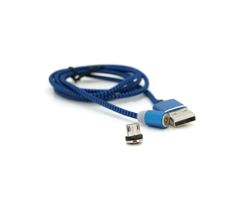 Магнітний кабель Ninja USB 2.0/Micro, 1m, 2А, індикатор заряду, тканинне обплетення, броньований, знімач, Blue, Blister-Box Магнітний кабель Ninja USB 2.0/Micro, 1m, 2А, індикатор заряду, тканинне обплетення, броньований, знімач, Blue, Blister-Box