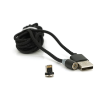 Магнітний кабель PiPo USB 2.0 /Lighting, 2m, 2А, тканинна оплетка, броньований, знімач, Black, BOX