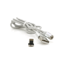 Магнітний кабель PiPo USB 2.0 /Lighting, 1m, 2А, тканинна оплетка, броньований, знімач, Silver, BOX