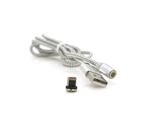 Магнітний кабель PiPo USB 2.0 /Lighting, 1m, 2А, тканинна оплетка, броньований, знімач, Silver, BOX Магнітний кабель PiPo USB 2.0 /Lighting, 1m, 2А, тканинна оплетка, броньований, знімач, Silver, BOX