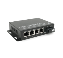 4х портовий медіаконвертор ONV-0110S-SCX-S4-A, 4*100М RJ45 + 1*SC порт (1310/1550nm, 20km)