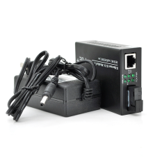Медіаконвертер POE, FT-1G1EPS-20, SC 20km, Fast Ethernet 10/100/1000 Мбит/с, + блок живлення 48В, 2,5А (0 +70 ° C), + перехідник, Q60