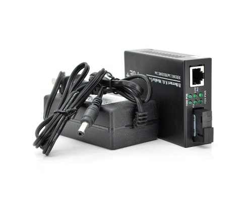 Медіаконвертер POE, FT-1G1EPS-20, SC 20km, Fast Ethernet 10/100/1000 Мбит/с, + блок живлення 48В, 2,5А (0 +70 ° C), + перехідник, Q60