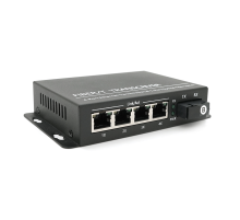 4х портовий медіаконвертор ONV-0110S-SCX-S4-B, 4*100М RJ45 + 1*SC порт (1310/1550nm, 20km)