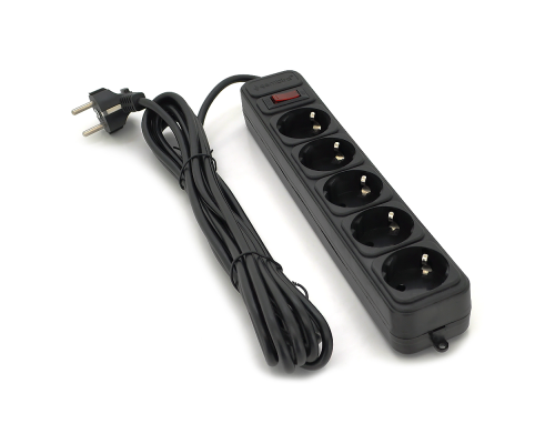 Мережевий подовжувач Gembird SP5, 220В 10А, 5 розеток, 1.8 м, Black, Q40