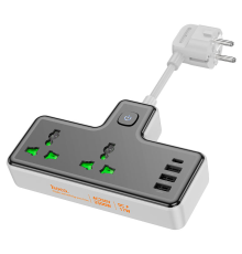Мережевий фільтр HOCO AC11A на 2 розетки + 3 USB + USB-C, 17W, кабель 1,5 м, 220В, Black, Box